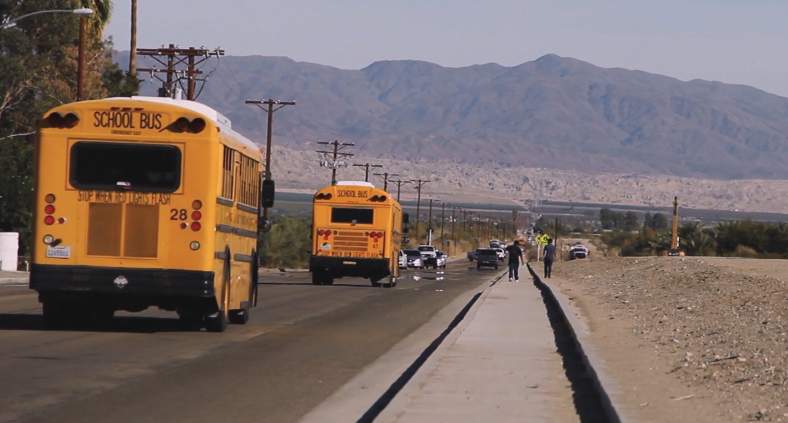 In Coachella Valley, CA., routers have been placed on school buses to enable students to do homework coming and going from school. Photo: PBS NewsHour