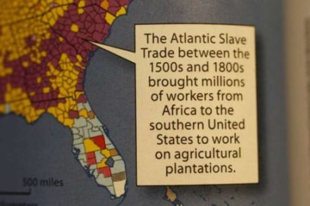 This caption identifying slaves as "workers" appears in a McGraw-Hill World Geography textbook. A parent's protest - fueled by a video that went viral - forced the publisher to apologize and promise a correction.